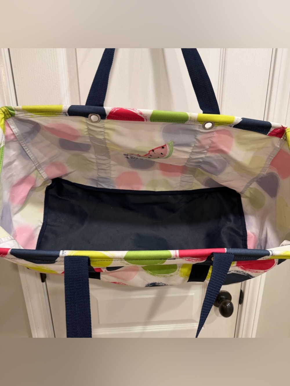 Thirty One 31 Bag Large Canvas Polka Dot Watermelon Heather Utility Tote Bag - Picture 12 of 12